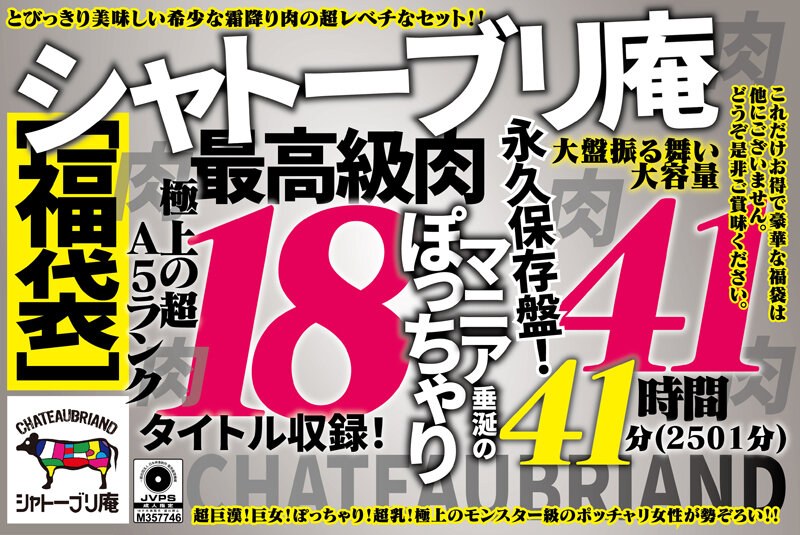 NINE-1002 ［福袋］シャトーブリ庵 極上の超A5ランク最高級肉18タイトル収録！ぽっちゃりマニア垂涎の永久保存盤！大盤振る舞い大容量41時間41分（2501分）